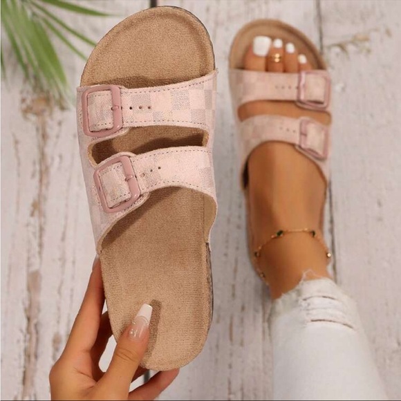 Checkered buckle Sandal - pink - Picture 3 of 6